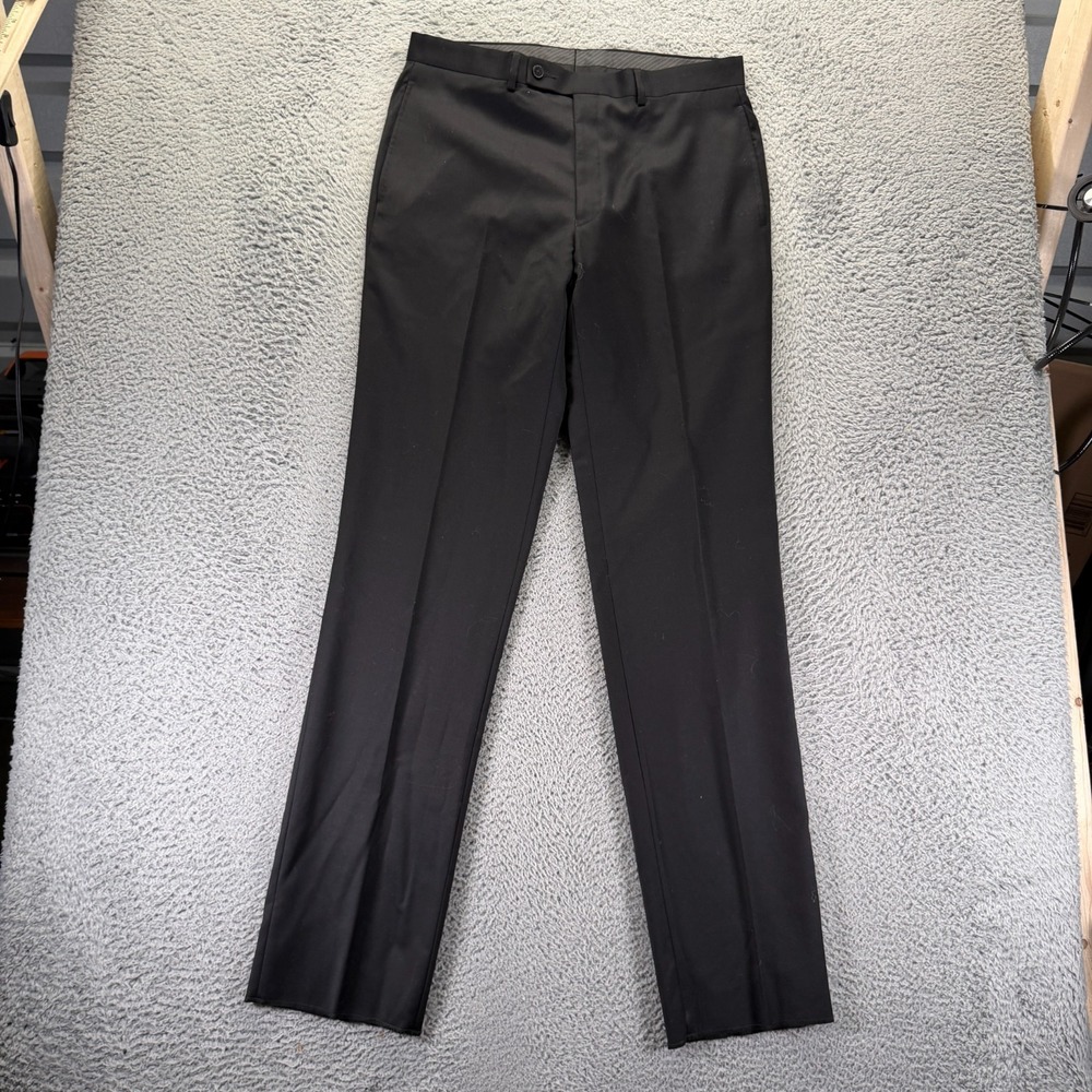Calvin Klein Pant Men 40x37 Black Wool Dress Straight Leg Business Preppy Career